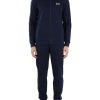 Uomo EA7 | Tuta In Cotone Composta Da Felpa Con Zip E Pantalone Blu Scuro