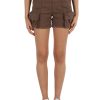 Donna PINKO | Shorts In Cotone Stretch Porta Con Tasche Cargo Marrone