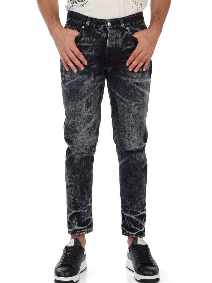 Uomo RICHMOND | Pantalone Jeans Cinque Tasche Mick Twisted Leg Bianco/Nero