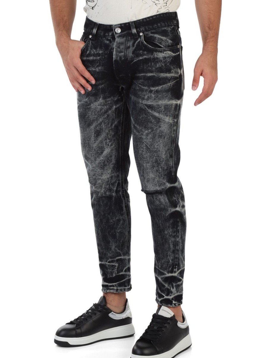 Uomo RICHMOND | Pantalone Jeans Cinque Tasche Mick Twisted Leg Bianco/Nero