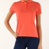 Donna TRUSSARDI | Polo Slim Fit In Cotone Piquet Con Ricamo Logo Rosso Chiaro