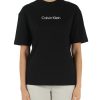 Donna CALVIN KLEIN | T-Shirtin Cotone Con Scritta Logo Frontale Nero