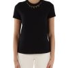 Donna ELISABETTA FRANCHI | T-Shirt In Cotone Con Catena Decorativa Rimovibile Nero