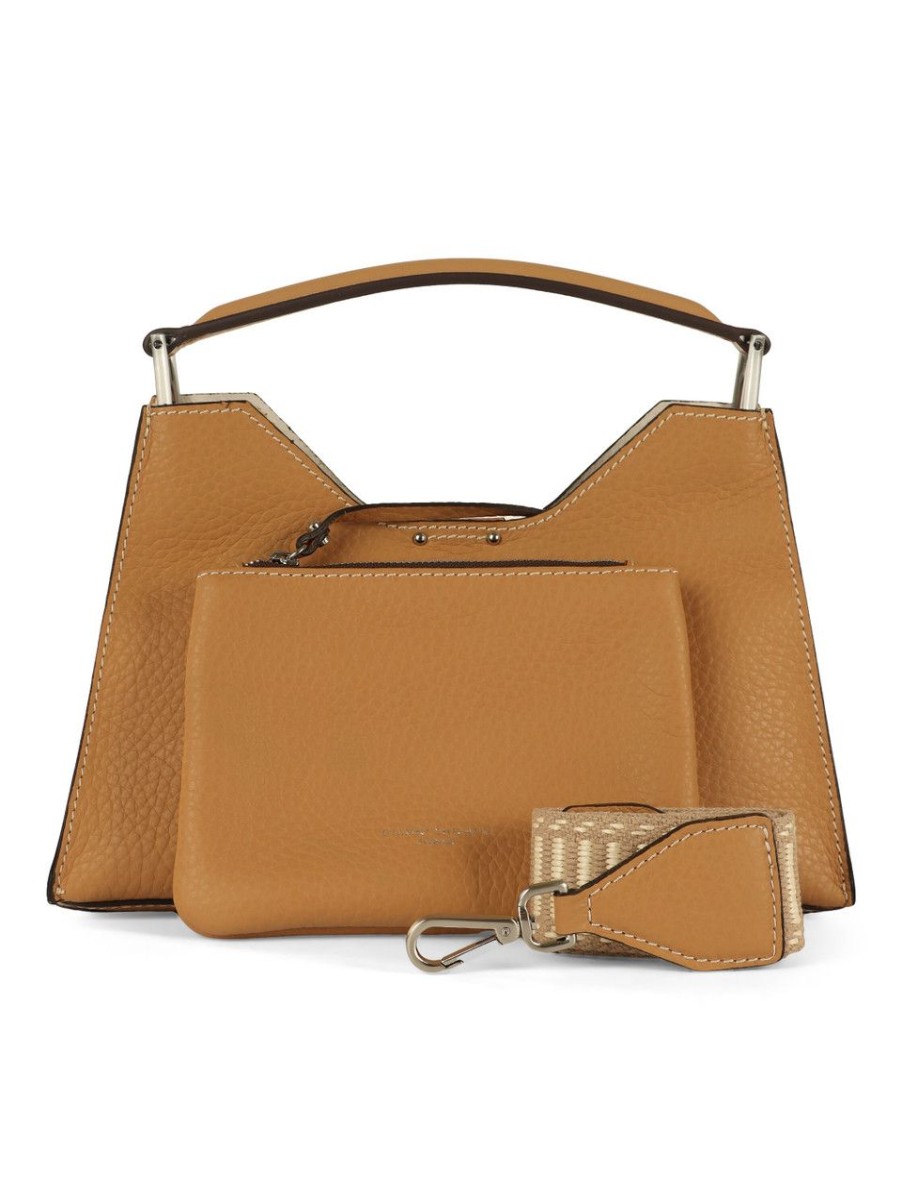 Donna GIANNI CHIARINI | Borsa A Mano In Pelle Bubble Aurora Small Cammello