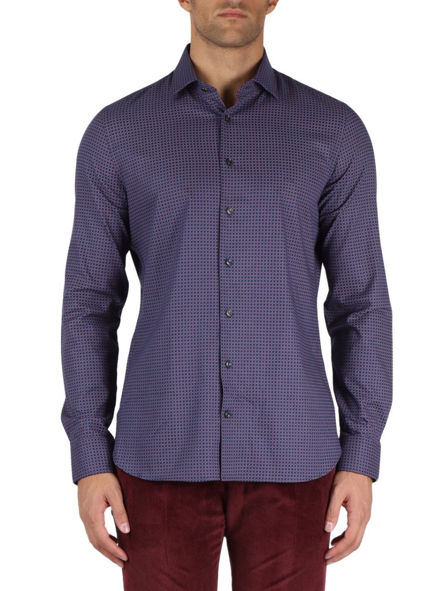 Uomo MICHAEL MICHAEL KORS | Camicia Slim Fit Easy Iron In Cotton Stretch Viola