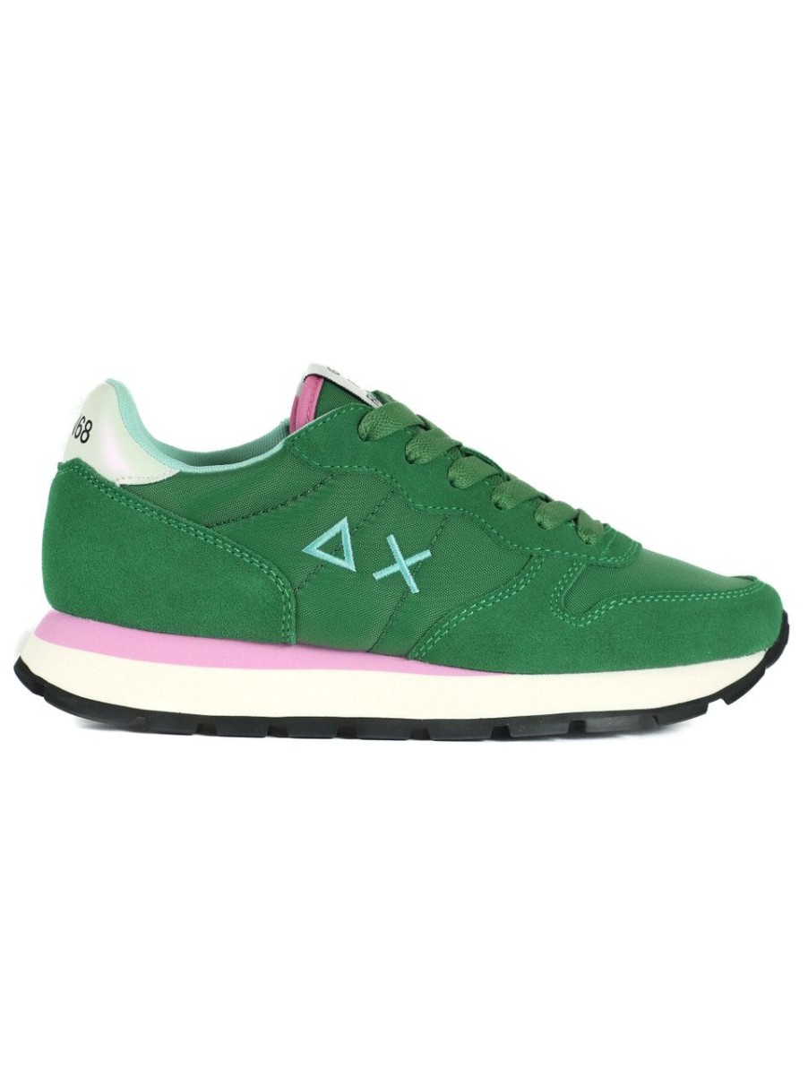 Donna SUN68 | Sneakers In Pelle E Tessuto Ally Solid Nylon Verde