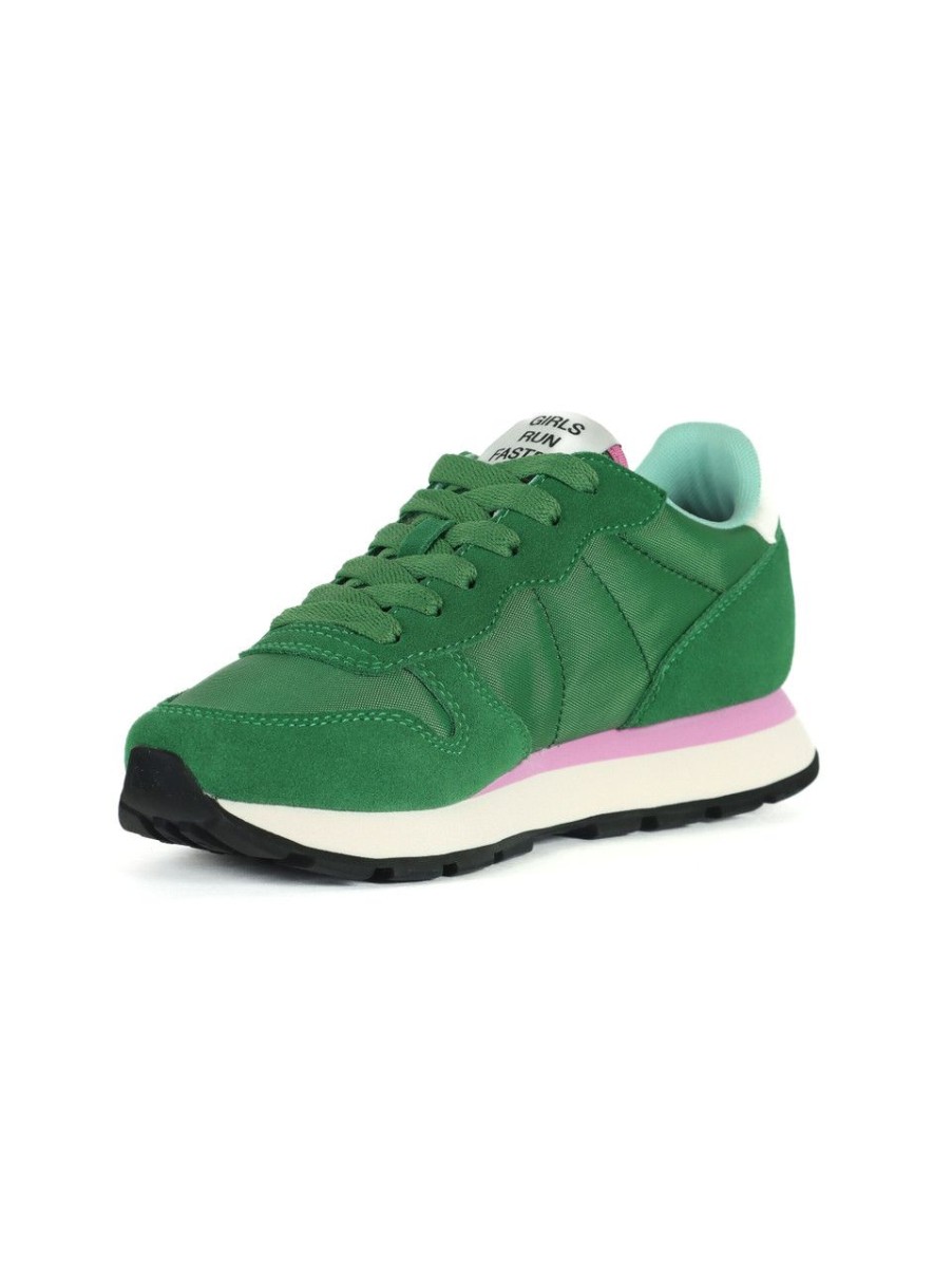 Donna SUN68 | Sneakers In Pelle E Tessuto Ally Solid Nylon Verde