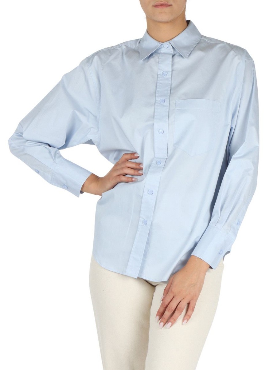 Donna CALVIN KLEIN | Camicia In Cotone Relaxed Fit Celeste