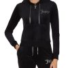 Donna JUICY COUTURE | Felpa In Velluto Robert Con Coulisse In Strass Nero