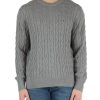 Uomo TOMMY HILFIGER | Maglia A Trecce In Cotone Con Ricamo Logo Grigio