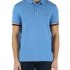 Uomo TOMMY HILFIGER | Polo Slim Fit In Misto Cotone E Viscosa Con Ricamo Logo Azzurro