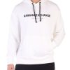 Uomo ARMANI EXCHANGE | Felpa Con Cappuccio In Misto Cotone Garzato Con Scritta Logo Panna