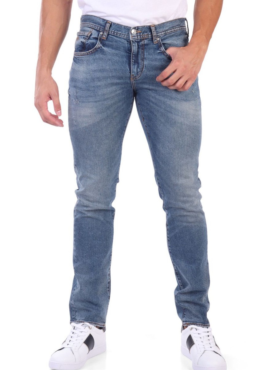 Uomo ARMANI EXCHANGE | Pantalone Jeans Cinque Tasche J13 Slim Fit Effetto Vintage Blu Chiaro