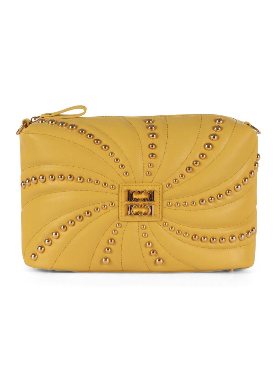 Donna LA CARRIE | Borsa A Spalla Oyster Studs Medium Giallo