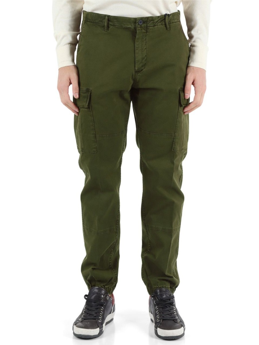 Uomo TOMMY HILFIGER | Pantalone Cargo In Cotone Stretch Verde Militare