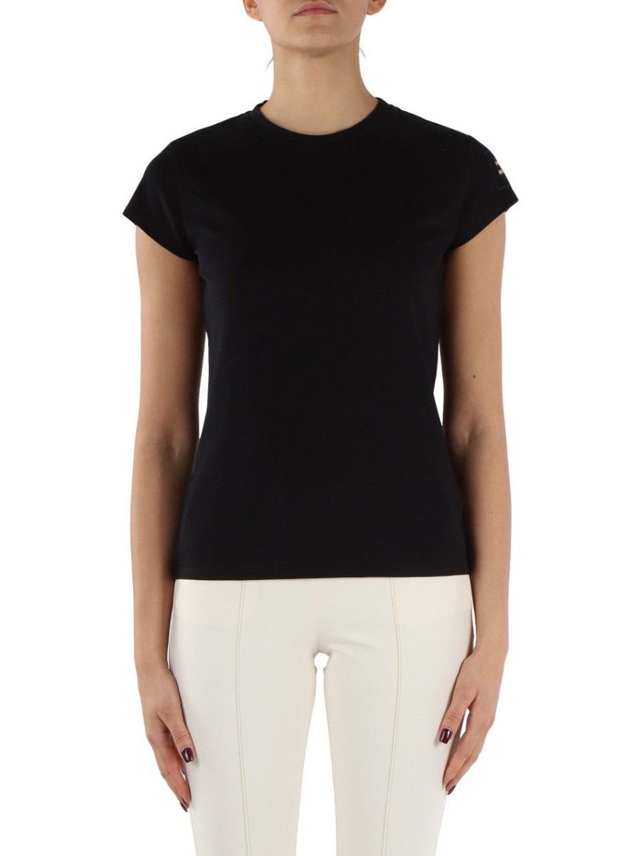 Donna ELISABETTA FRANCHI | T-Shirt In Cotone Con Ricamo Logo Nero