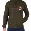 Uomo AERONAUTICA MILITARE | Felpa Regular Fit In Cotone Garzato Con Ricami Verde Scuro