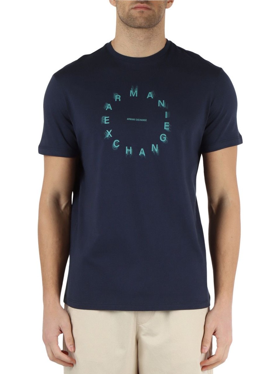 Uomo ARMANI EXCHANGE | T-Shirt Asv Regular Fit In Cotone Blu