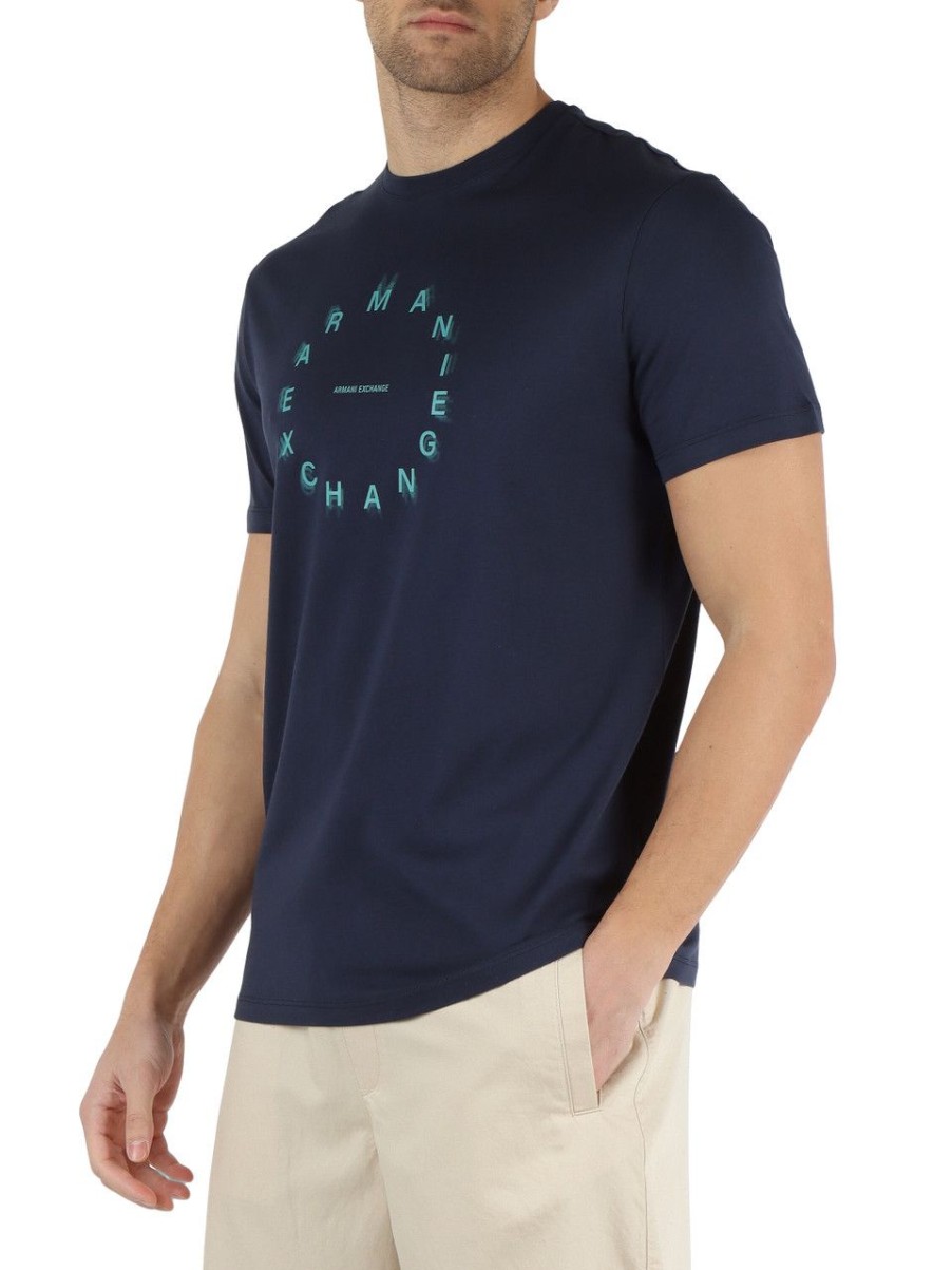 Uomo ARMANI EXCHANGE | T-Shirt Asv Regular Fit In Cotone Blu