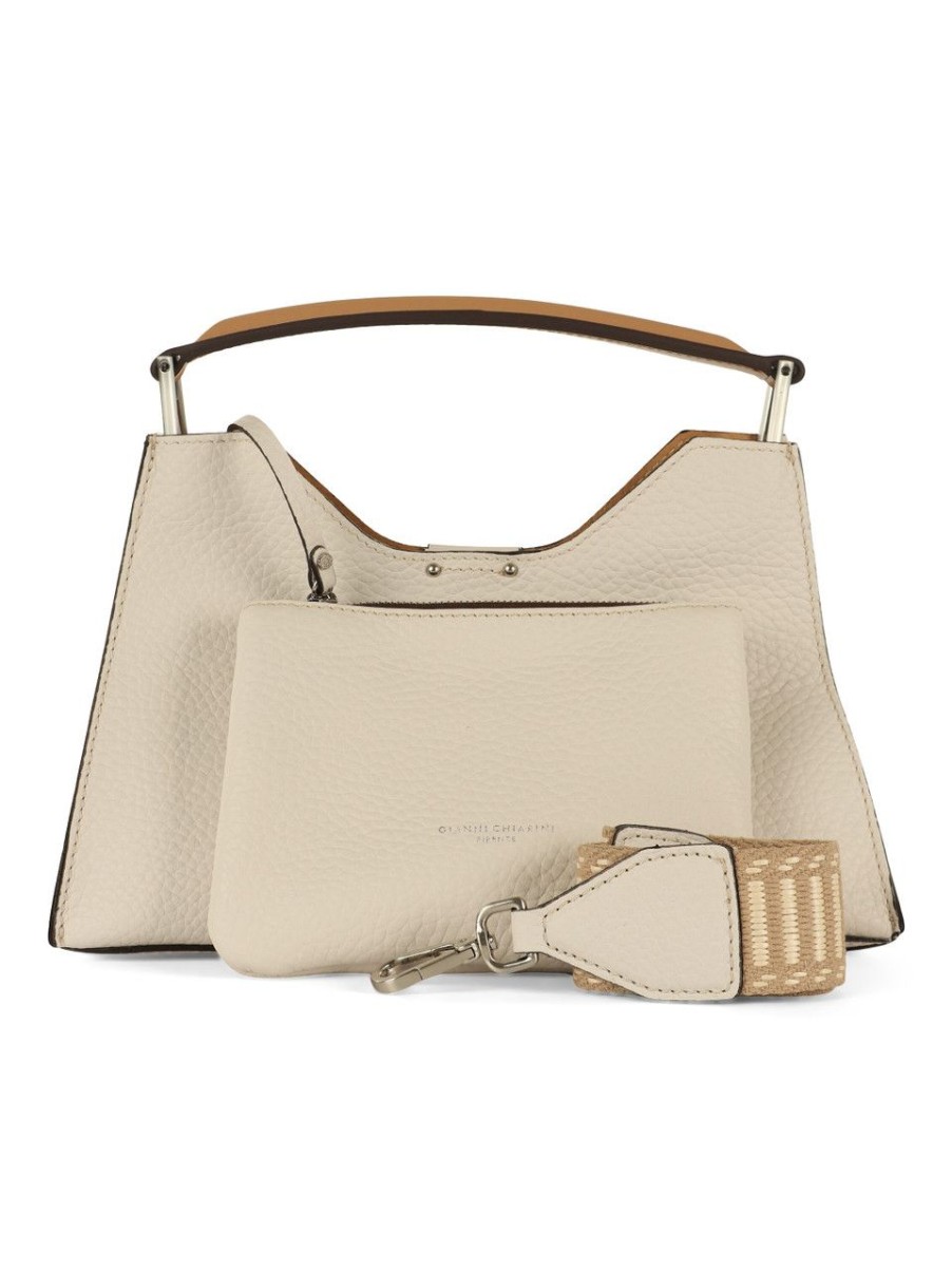 Donna GIANNI CHIARINI | Borsa A Mano In Pelle Bubble Aurora Small Panna