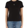 Donna CALVIN KLEIN JEANS | T-Shirt A Costine In Cotone Stretch Nero