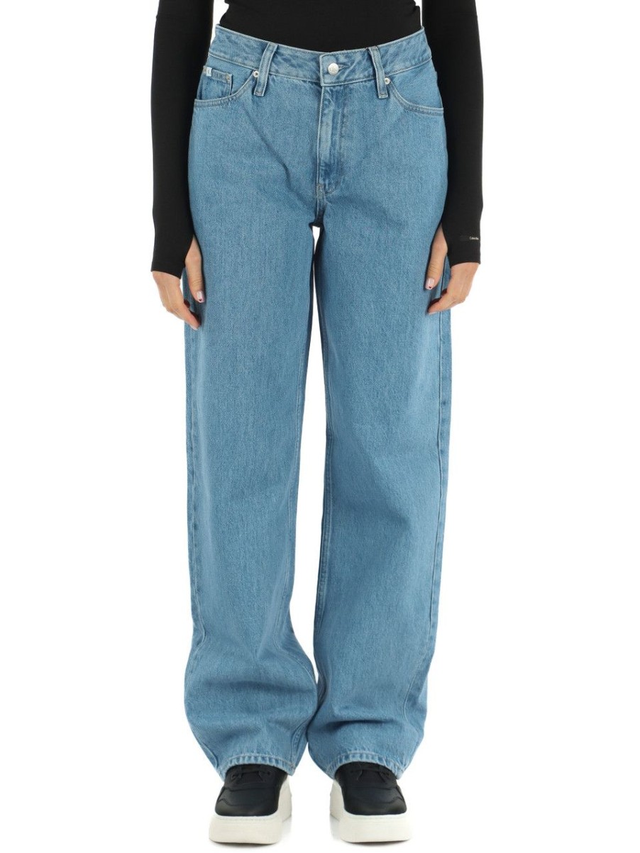 Donna CALVIN KLEIN JEANS | Pantalone Jeans Cinque Tasche 90S Straight Blu Chiaro