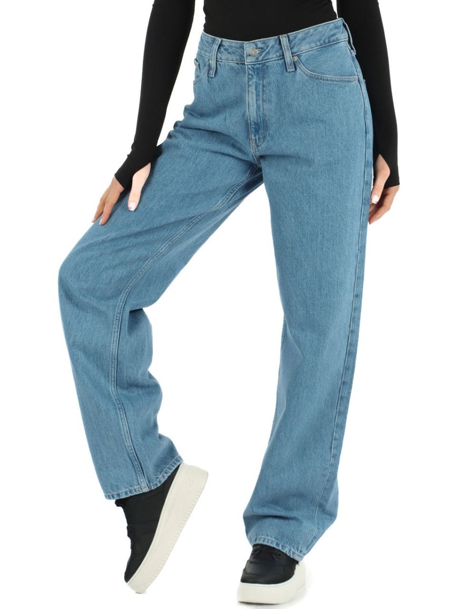 Donna CALVIN KLEIN JEANS | Pantalone Jeans Cinque Tasche 90S Straight Blu Chiaro