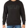 Uomo REPLAY | Felpa In Cotone Garzato Con Scritta Logo Nero