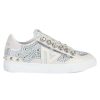 Donna EMANUELLE VEE | Sneakers In Pelle E Tessuto Con Strass Argento