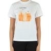 Donna CALVIN KLEIN | T-Shirtin Cotone Con Scritta Logo A Rilievo Bianco