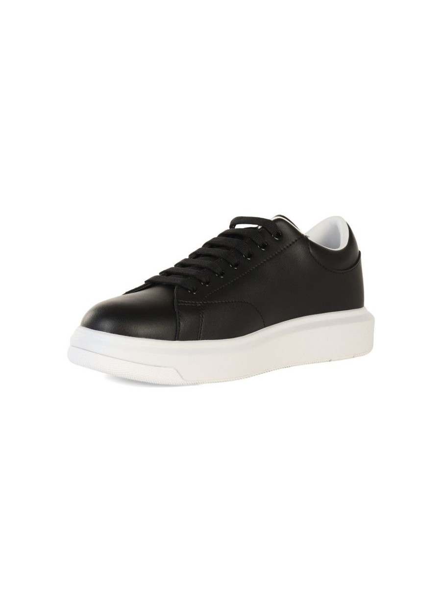 Uomo ARMANI EXCHANGE | Sneakers In Pelle Con Logo Impresso Nero