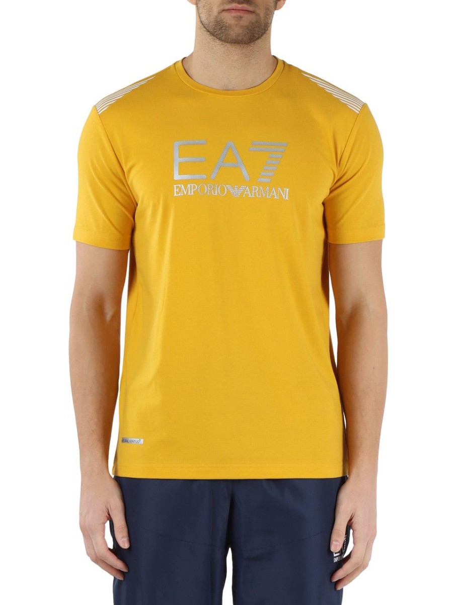 Uomo EA7 | T-Shirt In Misto Cotone Natural Ventus7 Giallo