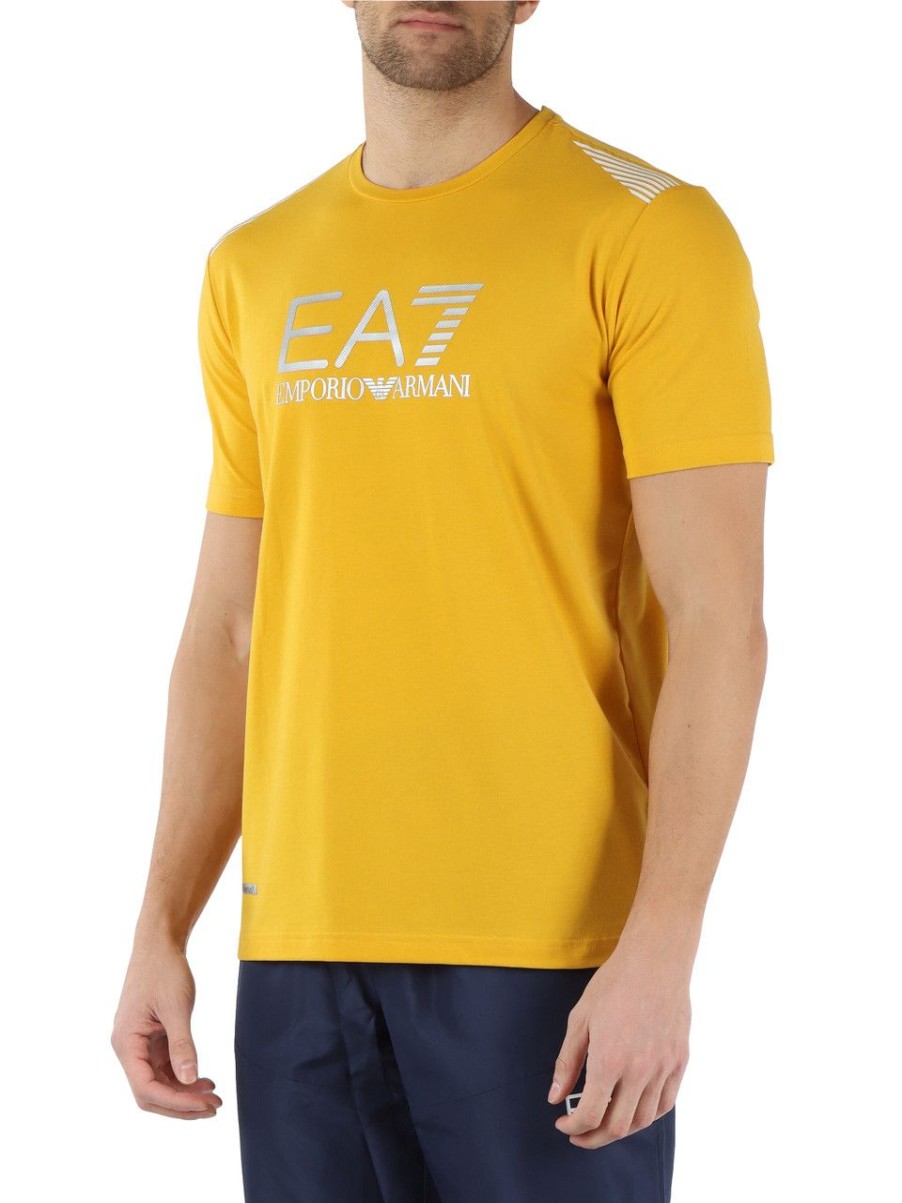 Uomo EA7 | T-Shirt In Misto Cotone Natural Ventus7 Giallo