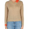 Donna MARKUP | Maglia Collo A V In Misto Lana E Mohair Beige