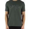 Uomo ARMANI EXCHANGE | T-Shirt Regular Fit In Cotone Con Scritta Logo A Rilievo Verde Scuro