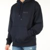 Uomo BOSS | Felpa Oversize Con Cappuccio E Scritta Logo A Rilievo Blu Scuro