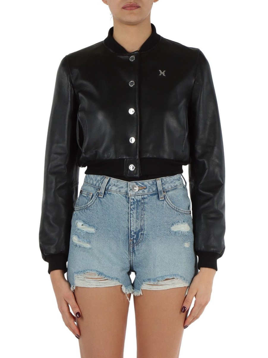 Donna RICHMOND | Richmond X: Bomber Cropped In Pelle Nero