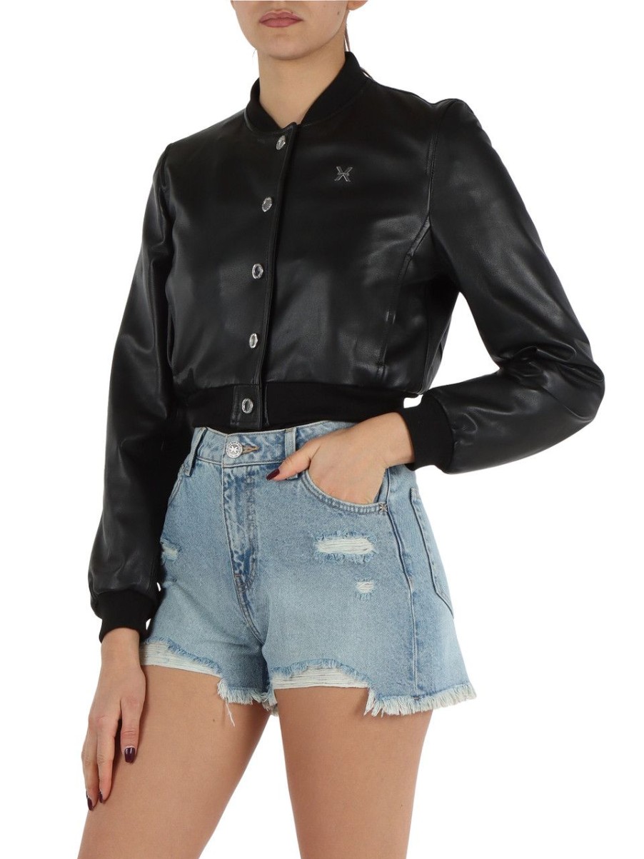 Donna RICHMOND | Richmond X: Bomber Cropped In Pelle Nero