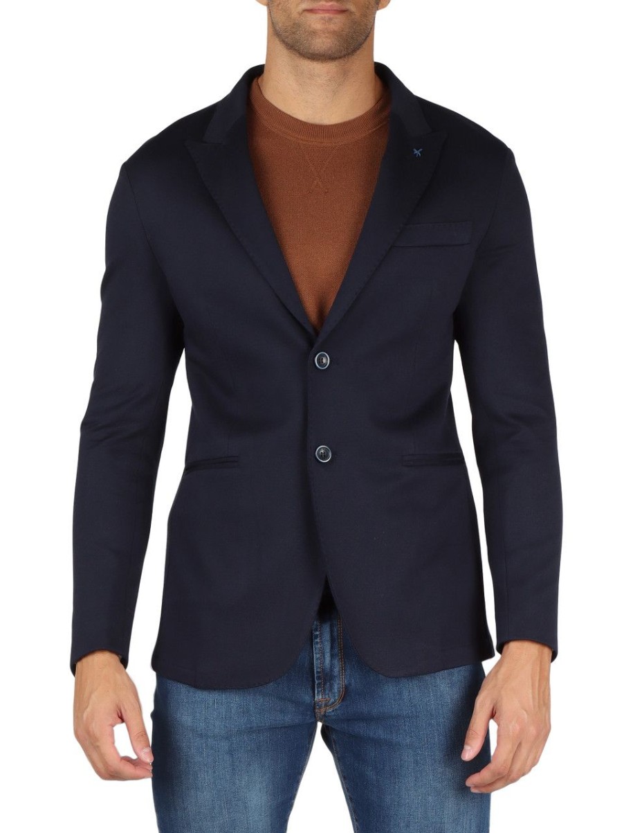 Uomo AT.P.CO | Giacca In Misto Viscosa Stretch Roger Blu Scuro