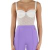 Donna ELISABETTA FRANCHI | Top Bustier In Tulle Con Ricamo Logo All Over Panna