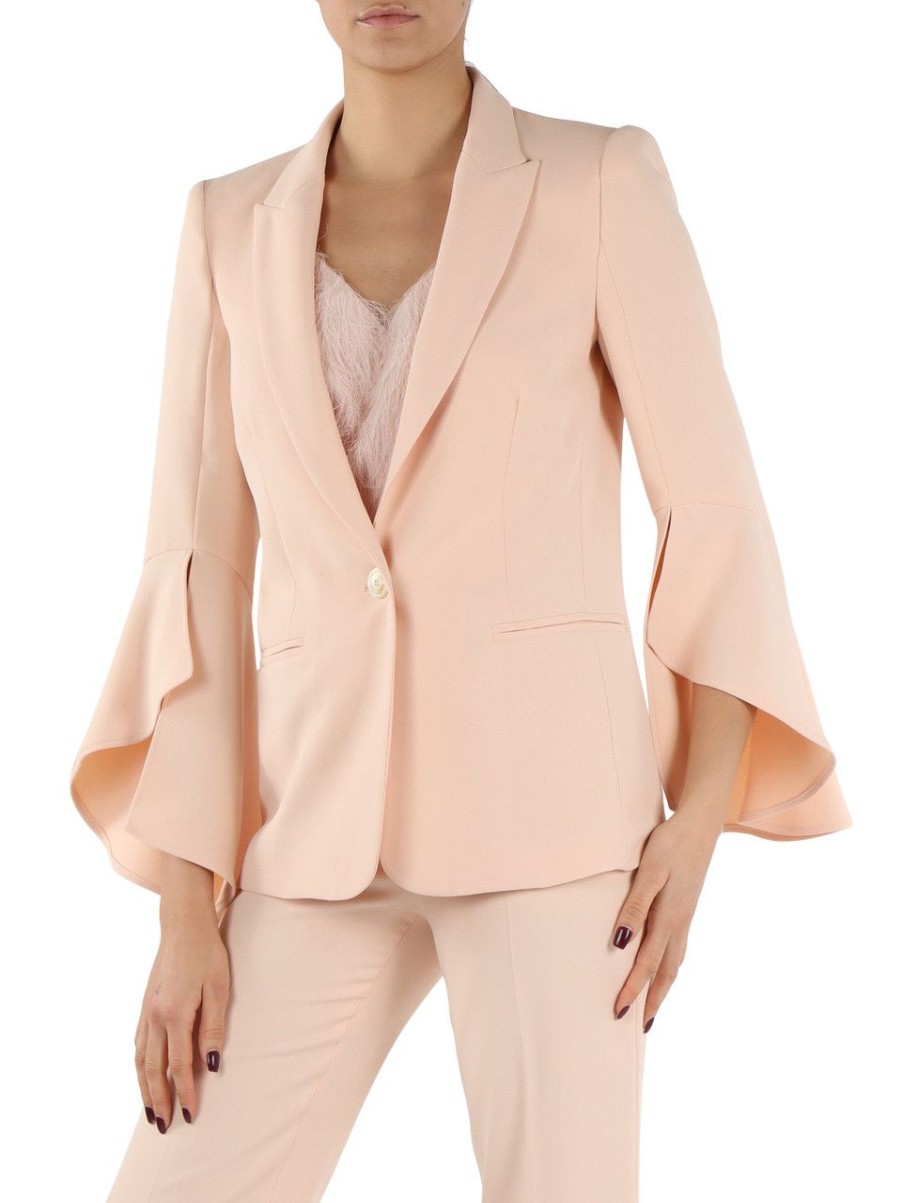 Donna TWINSET | Giacca In Crepe Cady Con Balza Alle Maniche Rosa