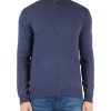 Uomo FAMA | Luxury: Cardigan Con Zip In Lana Vergine Merino Extrafine Blu Chiaro