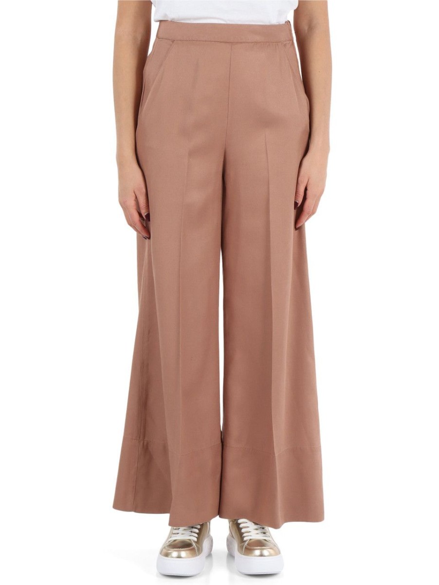 Donna PINKO | Pantalone In Twill Di Lyocell Paolina Marrone Chiaro