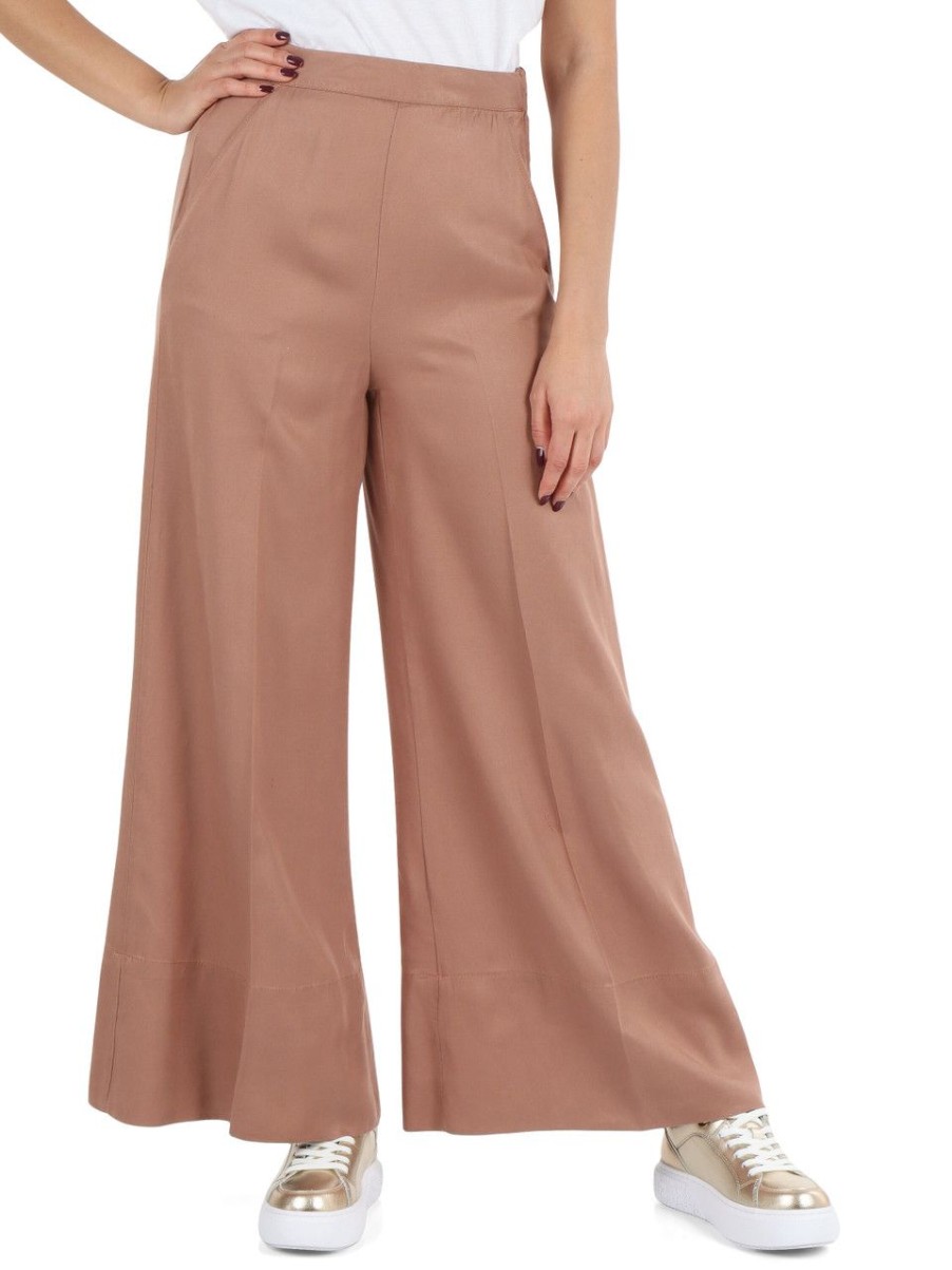 Donna PINKO | Pantalone In Twill Di Lyocell Paolina Marrone Chiaro