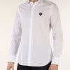 Uomo LAMBORGHINI | Camicia In Cotone Stretch Con Patch Logo Bianco