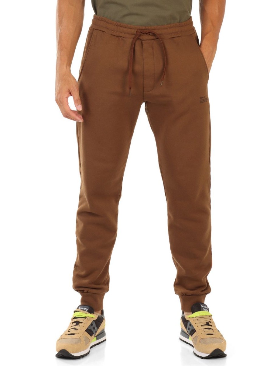 Uomo REPLAY | Pantalone Sportivo In Cotone Felpato Marrone