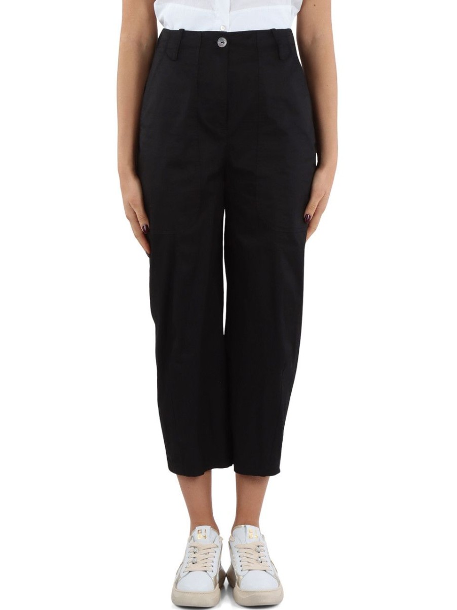 Donna ALESSIA SANTI | Pantalone In Cotone Alessia Nero