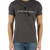 Uomo CALVIN KLEIN JEANS | T-Shirt In Cotone Con Stampa Logo Frontale Grigio Scuro