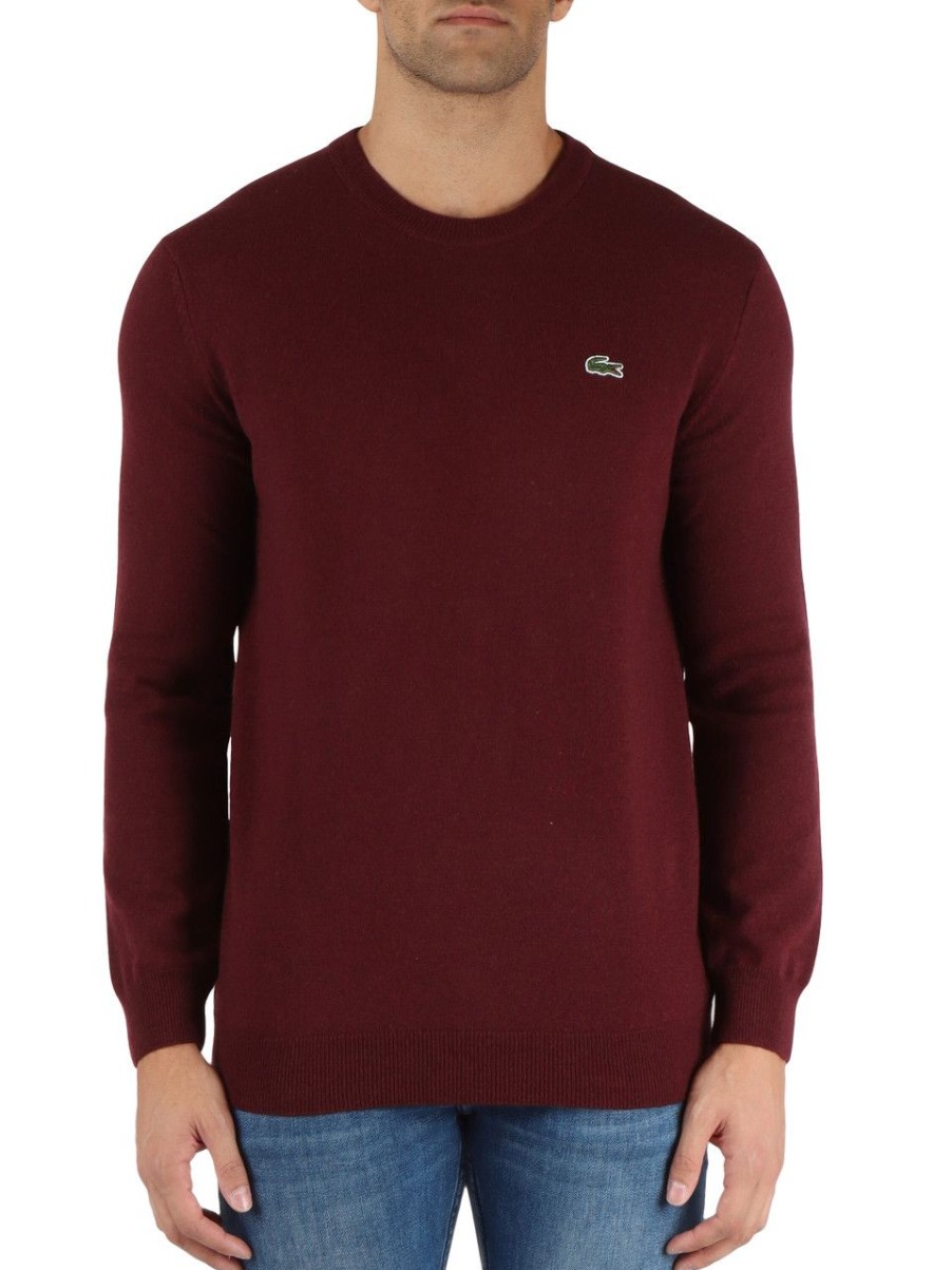 Uomo LACOSTE | Maglia Girocollo Regular Fit In Misto Lana Bordeaux