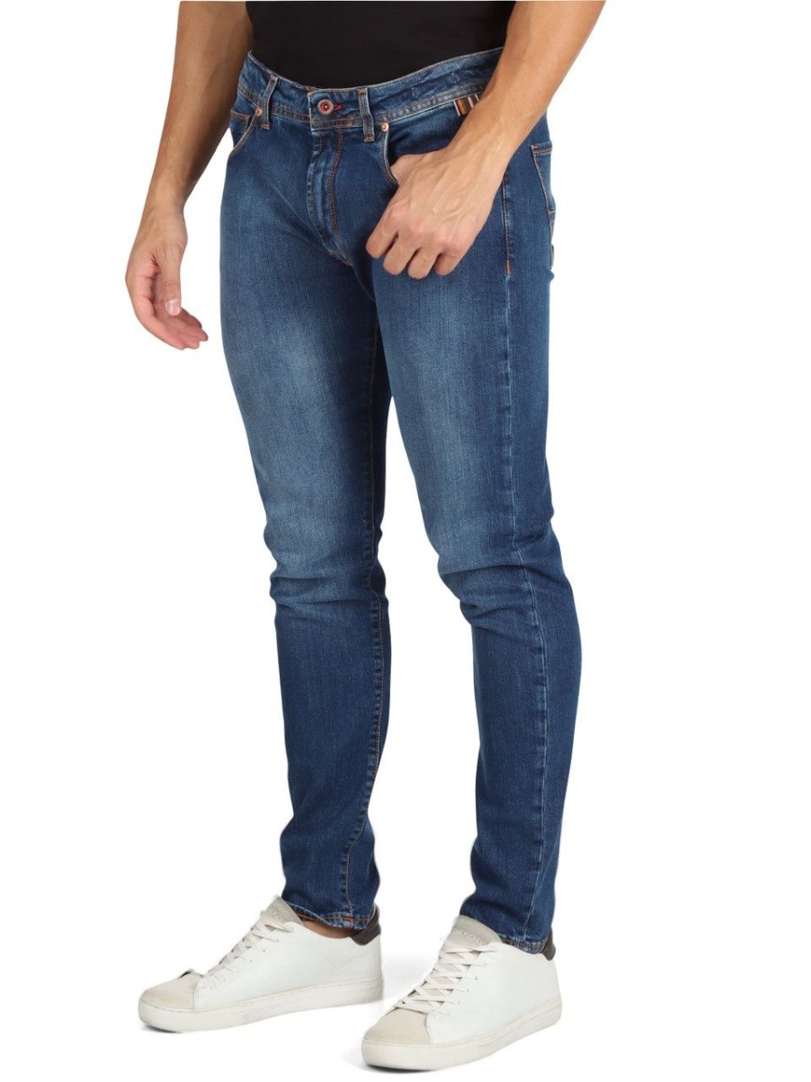 Uomo QB24 | Pantaloni Jeans Cinque Tasche Calco Slim Fit Blu